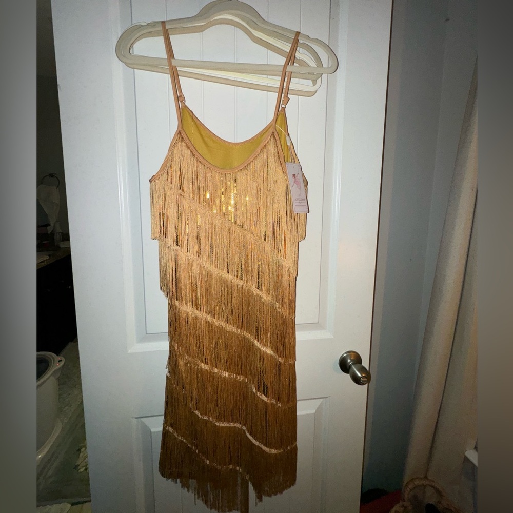 GOLD FRINGE DRESS SIZE XXL NWT